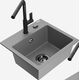 Гранитная мойка Mexen Milo, 1 чаша, со смесителем для кухни Flora, серый - 6505-71-670401-70-B