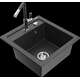 Mexen Vito granīta izlietne, 1 bļoda, ar Flora virtuves jaucējkrānu, raibs melns - 6503-76-670401-08