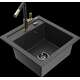 Гранитная мойка Mexen Vito, 1 чаша, со смесителем для кухни Flora, крапчатый черный - 6503-76-670401-57-B