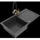 Mexen Leo granīta izlietne, 1 bļoda, ar noteku un virtuves maisītāju Duo, raibs melns - 6501-76-671701-57-B