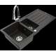 Mexen Andres granīta izlietne, 1,5 bļodas, ar noteku un Elia virtuves jaucējkrānu, melns/zelts metālisks - 6515-75-670101-00