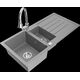 Гранитная мойка Mexen Andres, 1,5 чаши, с крылом и кухонным смесителем Elia, серый - 6515-71-670101-00
