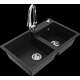 Mexen Tomas granīta izlietne, 2 bļodas un Elia virtuves jaucējkrāns, melns - 6516-77-670101-00