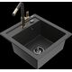 Mexen Vito granīta izlietne, 1 bļoda, ar Flora virtuves jaucējkrānu, raibs melns - 6503-76-670401-75-B