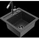 Гранитная мойка Mexen Vito, 1 чаша, со смесителем для кухни Flora, крапчатый черный - 6503-76-670401-07-B
