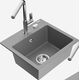 Гранитная мойка Mexen Milo, 1 чаша, со смесителем для кухни Flora, серый - 6505-71-670401-00