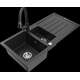 Mexen Andres granīta izlietne, 1,5 bļodas, ar noteku un Elia virtuves jaucējkrānu, melns/sudrabs metālisks - 6515-73-670101-70