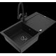 Mexen Leo granīta izlietne, 1 bļoda, ar noteku un virtuves maisītāju Duo, melna - 6501-77-671701-70-B
