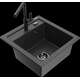 Гранитная мойка Mexen Vito, 1 чаша, со смесителем для кухни Flora, крапчатый черный - 6503-76-670401-70-B