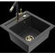 Mexen Vito granīta izlietne, 1 bļoda, ar Flora virtuves jaucējkrānu, raibs melns - 6503-76-670401-57-G