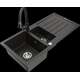 Mexen Andres granīta izlietne, 1,5 bļodas, ar noteku un Elia virtuves jaucējkrānu, melns/zelts metālisks - 6515-75-670101-70