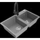 Гранитная мойка Mexen Tomas, 2 чаши со смесителем для кухни Elia, серый - 6516-71-670101-70