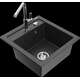 Mexen Vito granīta izlietne, 1 bļoda, ar Flora virtuves jaucējkrānu, raibs melns - 6503-76-670401-00