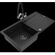 Mexen Leo granīta izlietne, 1 bļoda, ar noteku un virtuves maisītāju Duo, melna - 6501-77-671701-07-B