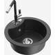 Гранитная мойка Mexen Diego, 1 чаша, со смесителем для кухни Flora, крапчатый черный - 6512-76-670401-07