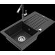 Mexen Pablo granīta izlietne, 1 bļoda, ar noteku un Flora virtuves jaucējkrānu, melns/sudrabs metālisks - 6510-73-670401-07