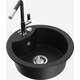 Гранитная мойка Mexen Diego, 1 чаша, со смесителем для кухни Flora, черный - 6512-77-670401-07