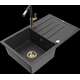 Mexen Bruno granīta izlietne, 1 bļoda, ar noteku un Flora virtuves jaucējkrānu, raibs melns - 6513-76-670401-57-G