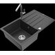Гранитная мойка Mexen Bruno, 1 чаша, с крылом и кухонным смесителем Flora, крапчатый черный - 6513-76-670401-00