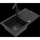 Гранитная мойка Mexen Pablo, 1 чаша, с крылом и кухонным смесителем Flora, черный - 6510-77-670401-70-B