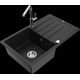 Гранитная мойка Mexen Bruno, 1 чаша, с крылом и кухонным смесителем Flora, черный - 6513-77-670401-00