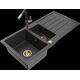 Гранитная мойка Mexen Andres, 1,5 чаши, с крылом и кухонным смесителем Flora, крапчатый черный - 6515-76-670401-75-G
