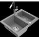Гранитная мойка Mexen Carlos 1,5 чаши со смесителем для кухни Flora, серый - 6518-71-670401-07