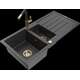 Mexen Andres granīta izlietne, 1,5 bļodas, ar noteku un Flora virtuves jaucējkrānu, raibs melns - 6515-76-670401-57-G