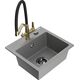 Гранитная мойка Mexen Milo, 1 чаша, со смесителем для кухни Duo, серый - 6505-71-671701-57-B