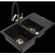 Гранитная мойка Mexen Gaspar 1,5 чаши со сливом и кухонным смесителем Duo, черный - 6507-77-671701-57-G
