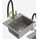 Гранитная мойка Mexen Milo, 1 чаша, со смесителем для кухни Duo, серый - 6505-71-671701-57-G