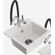 Mexen Milo granīta izlietne, 1 bļoda, ar Duo virtuves jaucējkrānu, balts - 6505-20-671701-07-B