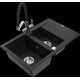 Гранитная мойка Mexen Gaspar 1,5 чаши со сливом и кухонным смесителем Duo, черный - 6507-77-671701-07