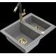 Гранитная мойка Mexen Carlos 1,5 чаши со смесителем для кухни Flora, серый - 6518-71-670401-57-G
