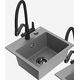 Гранитная мойка Mexen Milo, 1 чаша, со смесителем для кухни Duo, серый - 6505-71-671701-70-B