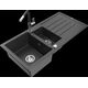 Mexen Andres granīta izlietne, 1,5 bļodas, ar noteku un Flora virtuves jaucējkrānu, raibs melns - 6515-76-670401-07