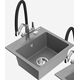 Гранитная мойка Mexen Milo, 1 чаша, со смесителем для кухни Duo, серый - 6505-71-671701-07