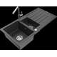 Mexen Andres granīta izlietne, 1,5 bļodas, ar noteku un Flora virtuves jaucējkrānu, raibs melns - 6515-76-670401-00