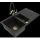 Mexen Matias granīta izlietne, 1,5 bļodas, ar noteku un virtuves maisītāju Duo, melns - 6502-77-671701-57-G