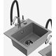 Mexen Milo granīta izlietne, 1 bļoda, ar Duo virtuves jaucējkrānu, pelēks - 6505-71-671701-07-B