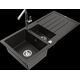 Mexen Andres granīta izlietne, 1,5 bļodas, ar noteku un Flora virtuves jaucējkrānu, melns/zelts metālisks - 6515-75-670401-00
