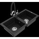 Гранитная мойка Mexen Mario, 2 чаши и кухонный смеситель Duo, черный - 6504-77-671701-07
