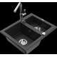 Mexen Carlos granīta izlietne, 1,5 bļodas, ar Flora virtuves jaucējkrānu, melns/sudrabs metālisks - 6518-73-670401-00