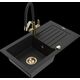 Гранитная мойка Mexen Pablo, 1 чаша, с крылом и кухонным смесителем Duo, черный - 6510-77-671701-57-G