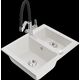 Granīta izlietne Mexen Carlos 1,5 bļodas ar virtuves maisītāju Duo, balta - 6518-20-671701-07