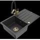 Mexen Bruno granīta izlietne, 1 bļoda, ar noteku un virtuves maisītāju Duo, raibs melns - 6513-76-671701-57-G