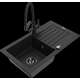 Mexen Pablo granīta izlietne, 1 bļoda, ar noteku un virtuves maisītāju Duo, melna - 6510-77-671701-70-B
