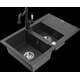Granīta izlietne Mexen Gaspar 1,5 bļodas ar noteku un virtuves jaucējkrānu Carla, raibs melns - 6507-76-670700-70