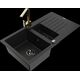 Granīta izlietne Mexen Matias 1,5 bļodas ar noteku un virtuves maisītāju Rita, melna - 6502-77-670300-50-B