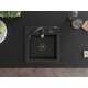 Mexen Vito granīta izlietne, 1 bļoda, ar Savita virtuves jaucējkrānu, melns/zelts metālisks - 6503-75-672601-70-B, 4 image
